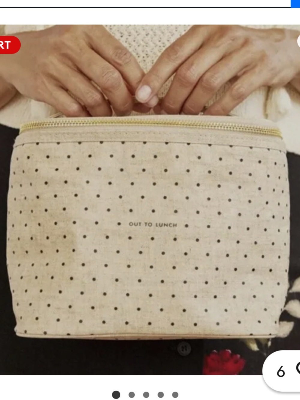 Kate Spade - Polka Dot 'Out To Lunch' Canvas Lunch Bag - Beige & Black